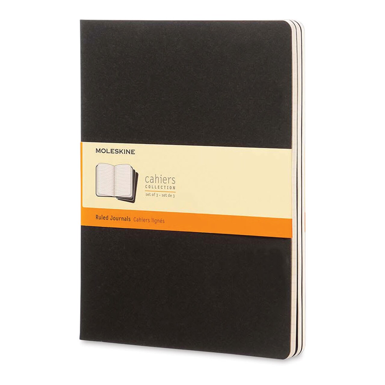 Moleskine Cahier Journals - 9-3/4" x 7-1/2", Ruled, Black, Pkg of 3